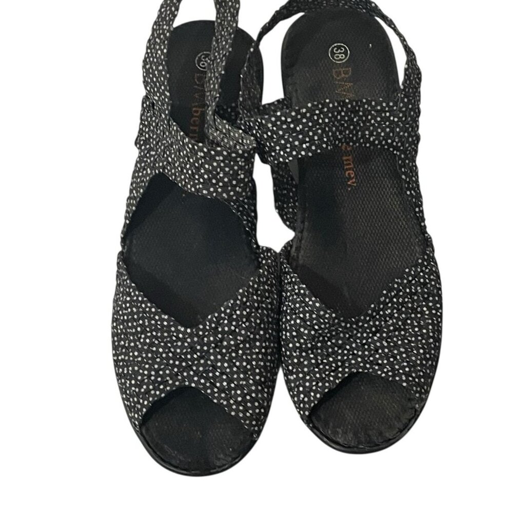 Bernie Mev Womens Polka Dot Sandals Peep Toe Wedge Black White Comfort 38 US 7 - Picture 5 of 9